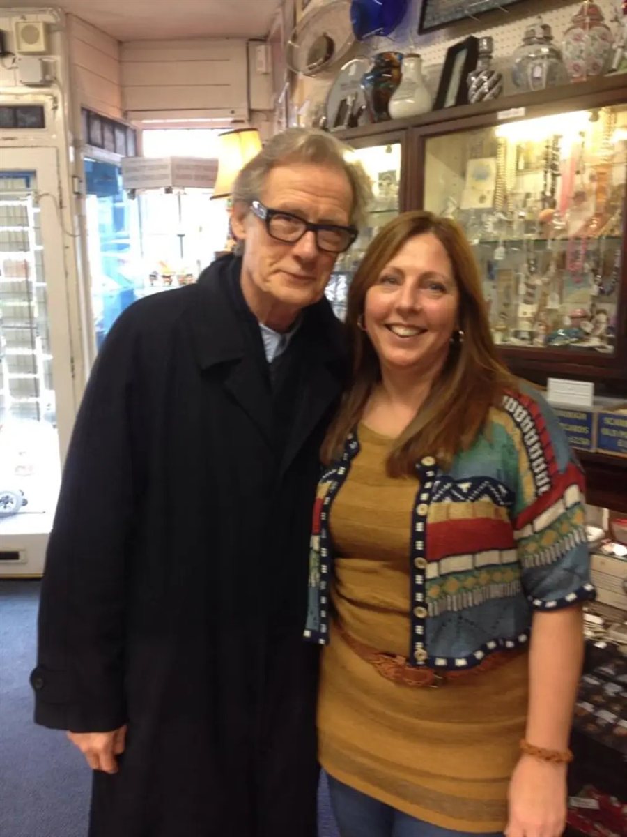 Bill Nighy with Caroline in the shop